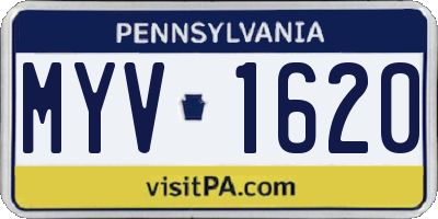 PA license plate MYV1620