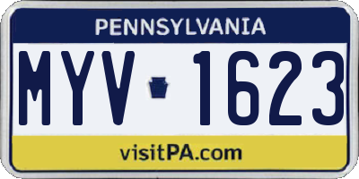 PA license plate MYV1623