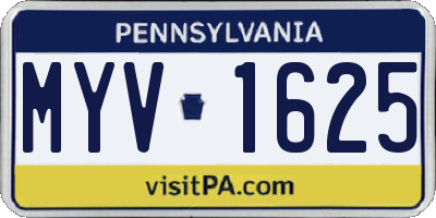 PA license plate MYV1625
