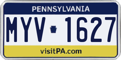 PA license plate MYV1627