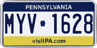 PA license plate MYV1628
