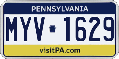 PA license plate MYV1629