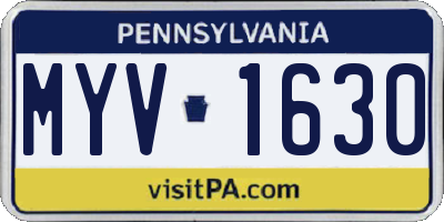 PA license plate MYV1630