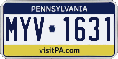 PA license plate MYV1631