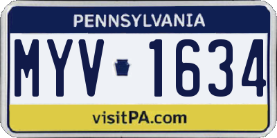PA license plate MYV1634