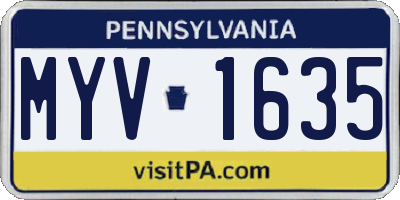 PA license plate MYV1635