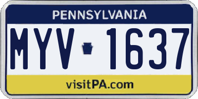 PA license plate MYV1637