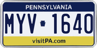 PA license plate MYV1640