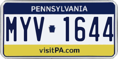 PA license plate MYV1644