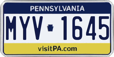 PA license plate MYV1645