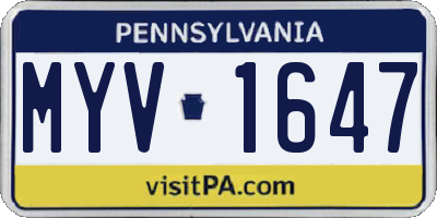 PA license plate MYV1647