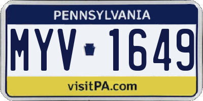 PA license plate MYV1649
