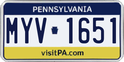 PA license plate MYV1651