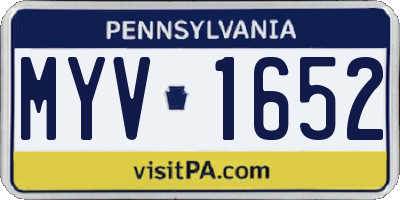 PA license plate MYV1652