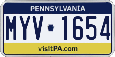 PA license plate MYV1654