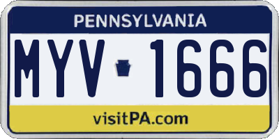 PA license plate MYV1666