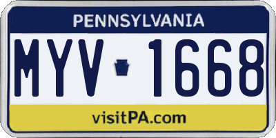 PA license plate MYV1668