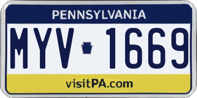 PA license plate MYV1669