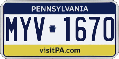 PA license plate MYV1670