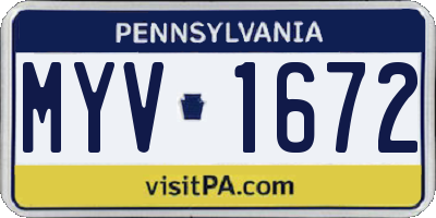 PA license plate MYV1672