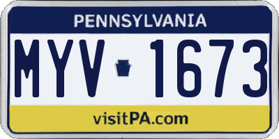 PA license plate MYV1673