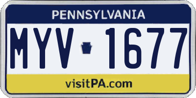 PA license plate MYV1677