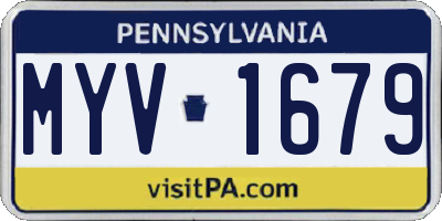 PA license plate MYV1679