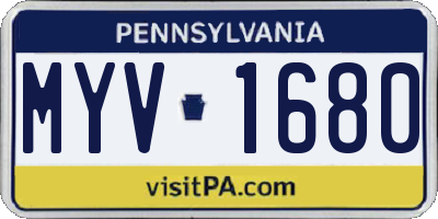PA license plate MYV1680