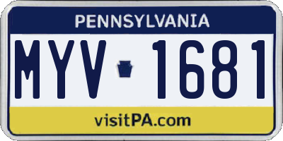PA license plate MYV1681