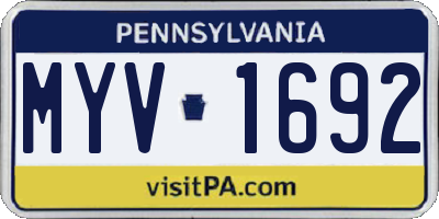 PA license plate MYV1692