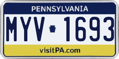 PA license plate MYV1693