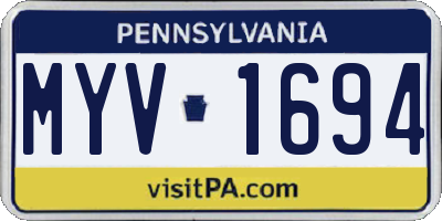 PA license plate MYV1694
