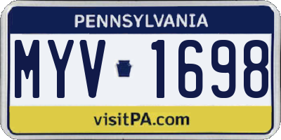 PA license plate MYV1698