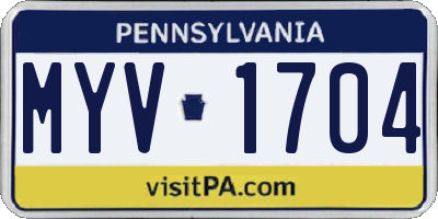 PA license plate MYV1704