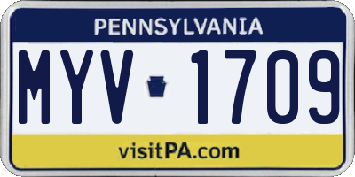 PA license plate MYV1709