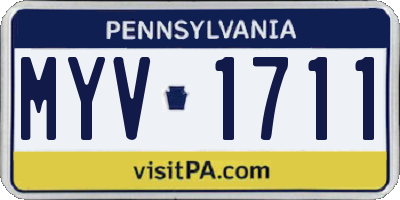 PA license plate MYV1711