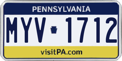 PA license plate MYV1712
