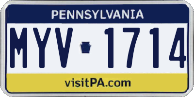 PA license plate MYV1714
