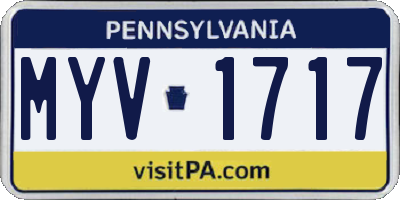 PA license plate MYV1717
