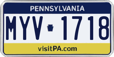 PA license plate MYV1718