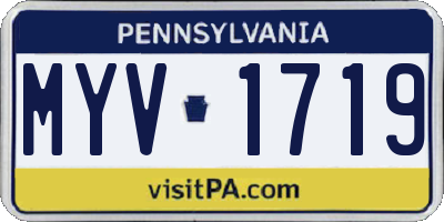 PA license plate MYV1719