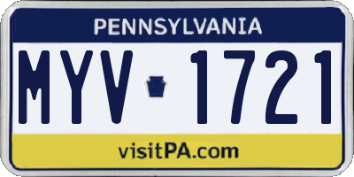 PA license plate MYV1721