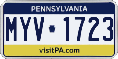 PA license plate MYV1723