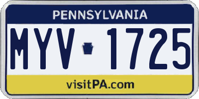 PA license plate MYV1725