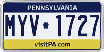 PA license plate MYV1727