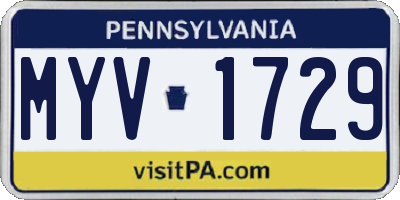 PA license plate MYV1729