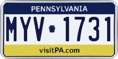 PA license plate MYV1731