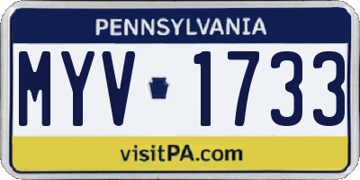 PA license plate MYV1733