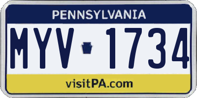 PA license plate MYV1734