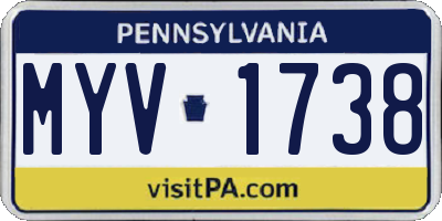 PA license plate MYV1738